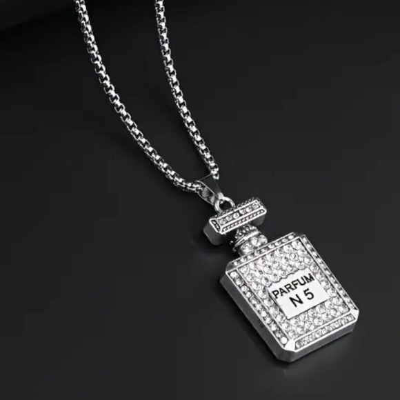 Rhinestone Perfume Bottle Necklace - Picture 3 of 3